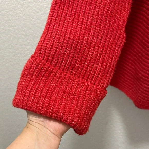 Pilcro Red Chunky Knit Turtleneck Sweater - Picture 3 of 6
